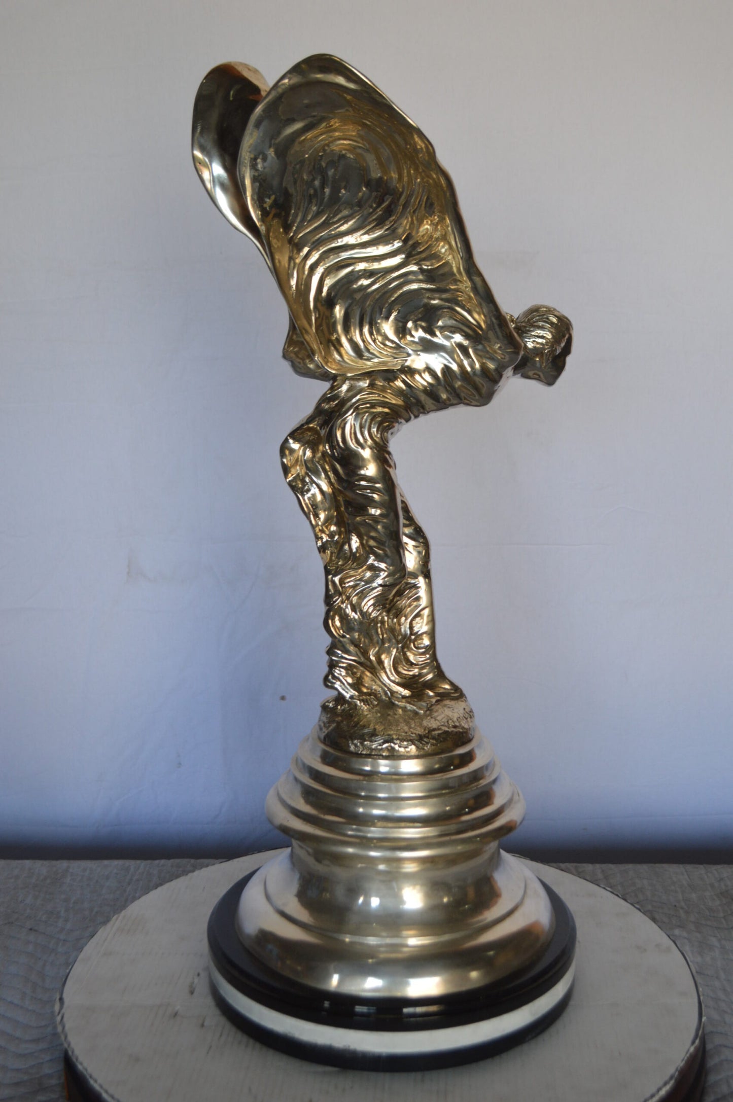 Spirit Of Ecstasy Rolls Royce Silver Bronze Statue -  Size: 14"L x 14"W x 32"H.