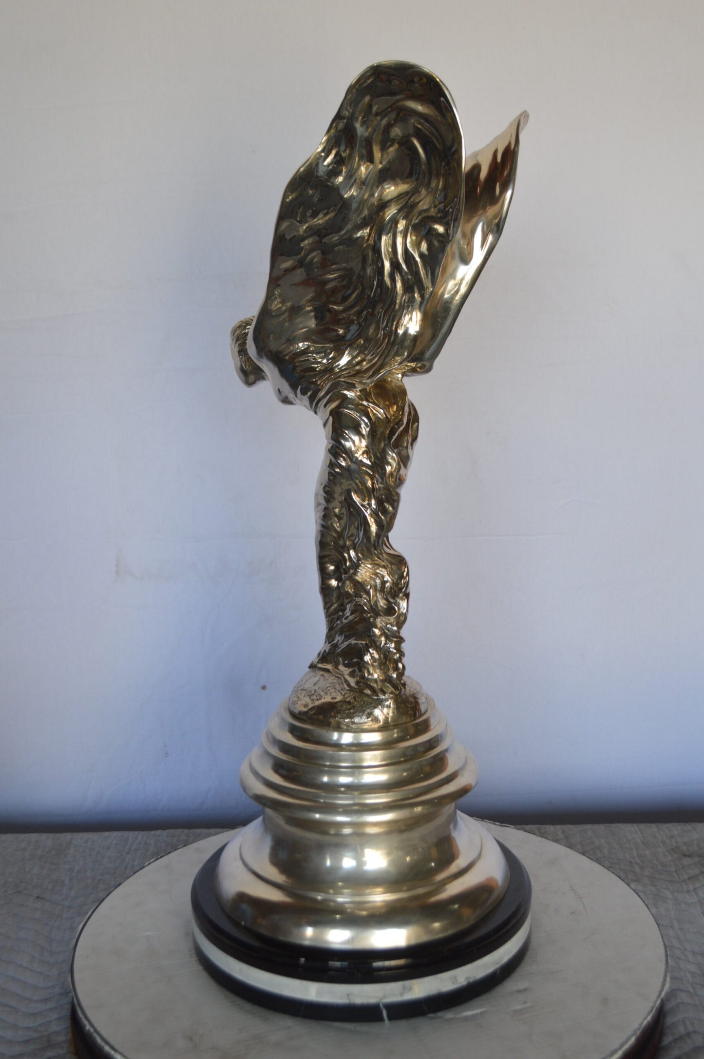 Spirit Of Ecstasy Rolls Royce Silver Bronze Statue -  Size: 14"L x 14"W x 32"H.