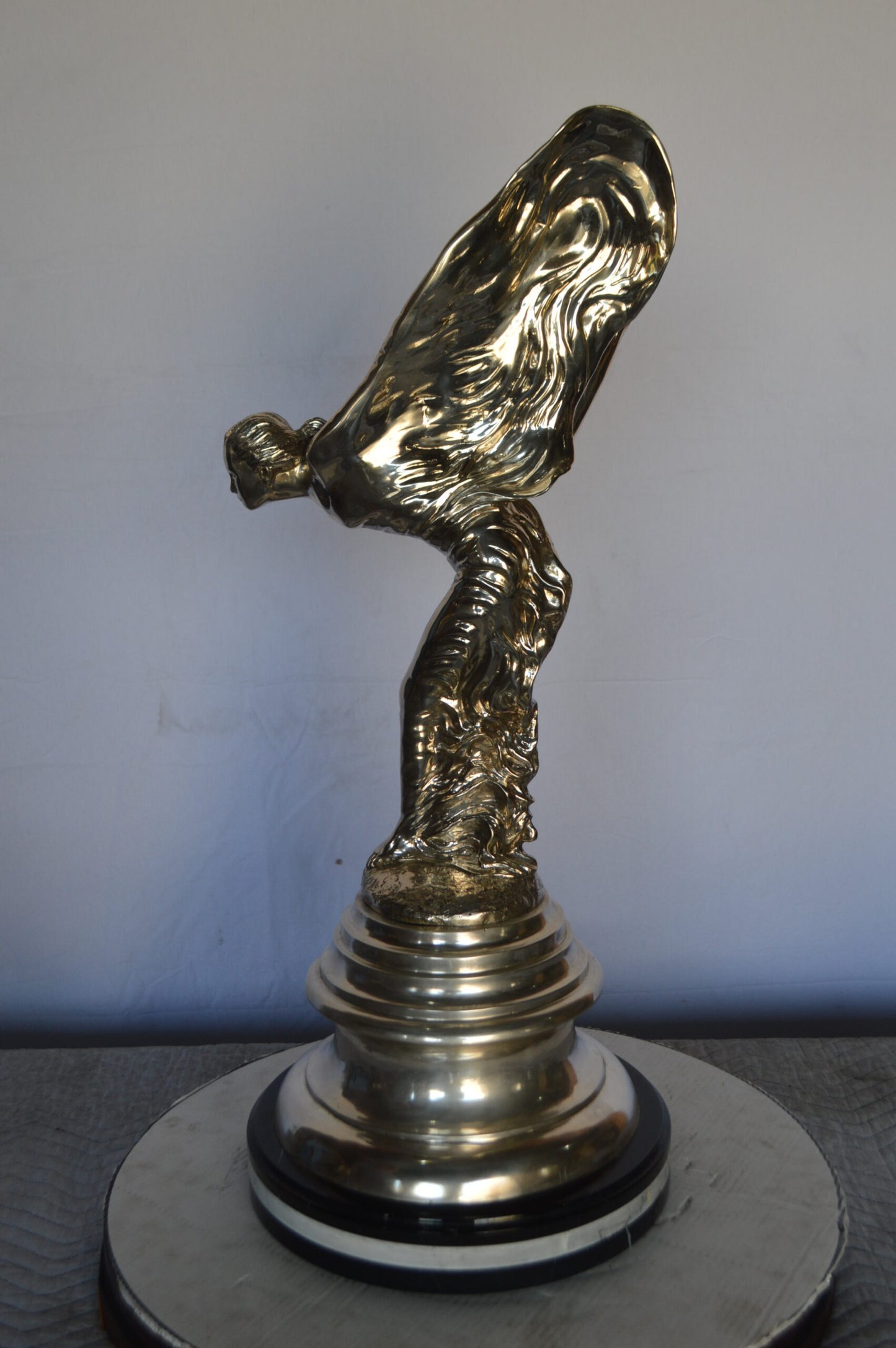 Spirit Of Ecstasy Rolls Royce Silver Bronze Statue -  Size: 14"L x 14"W x 32"H.