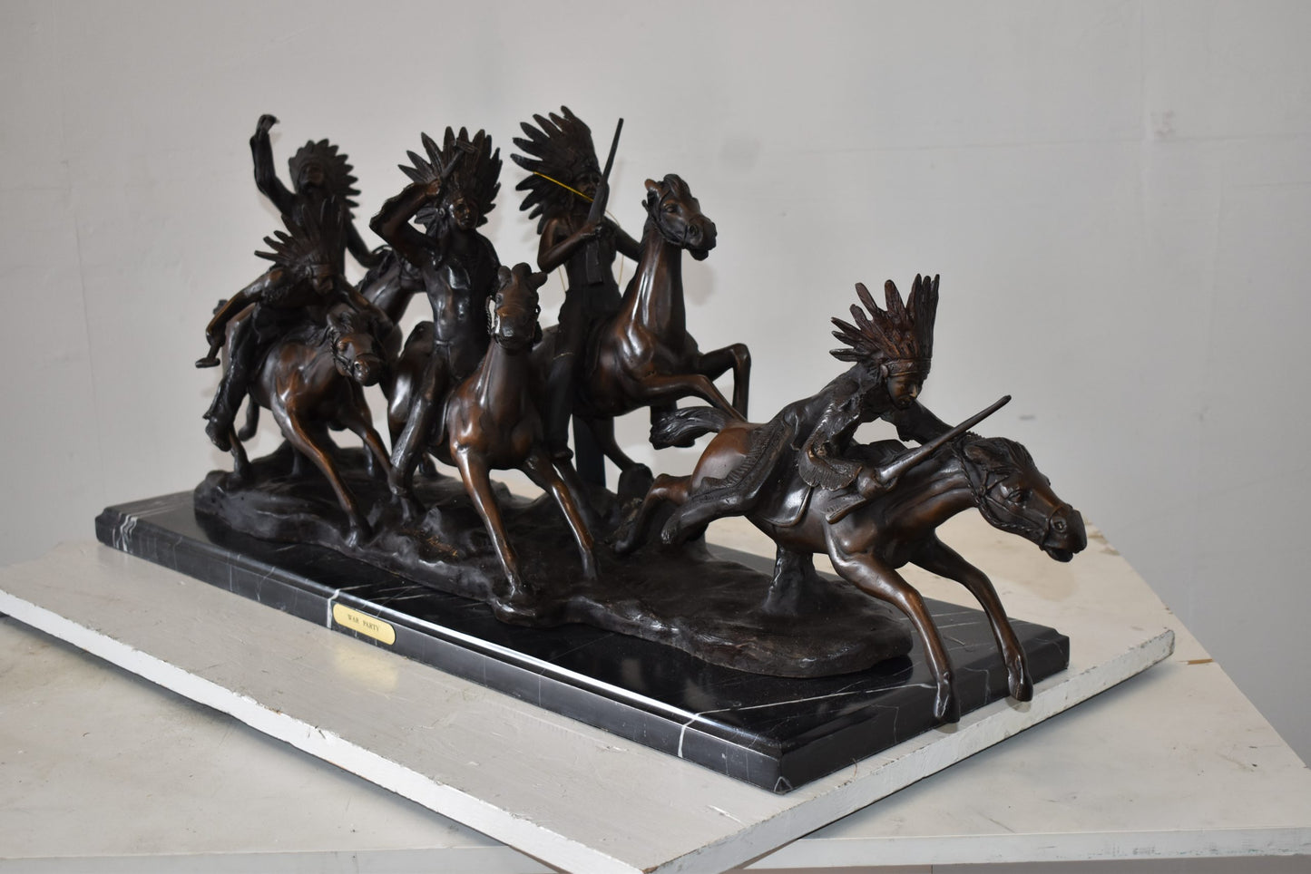 War Party Bronze Statue Replica of Carl Cauba Size: 41" x 12" x 13"H