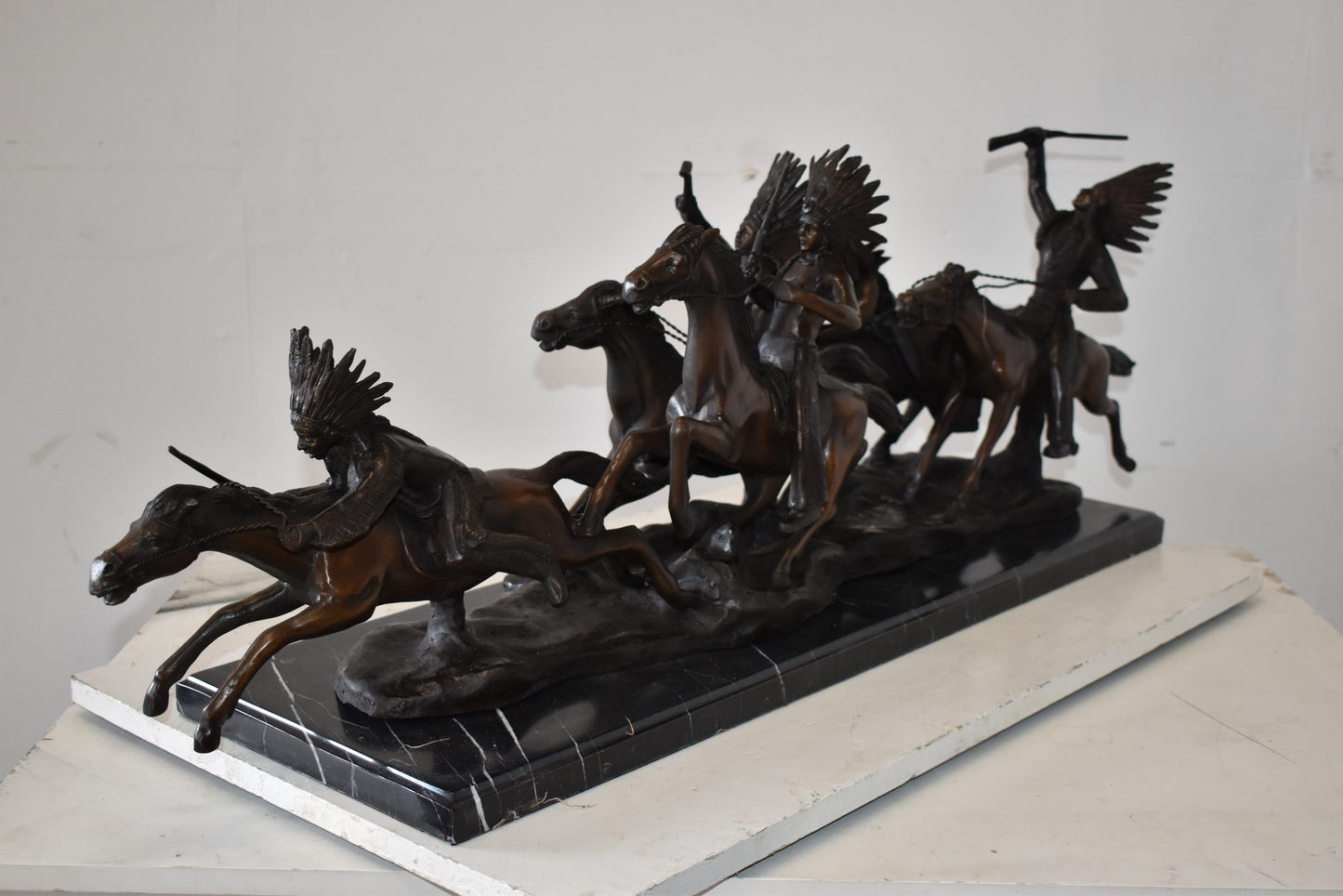 War Party Bronze Statue Replica of Carl Cauba Size: 41" x 12" x 13"H