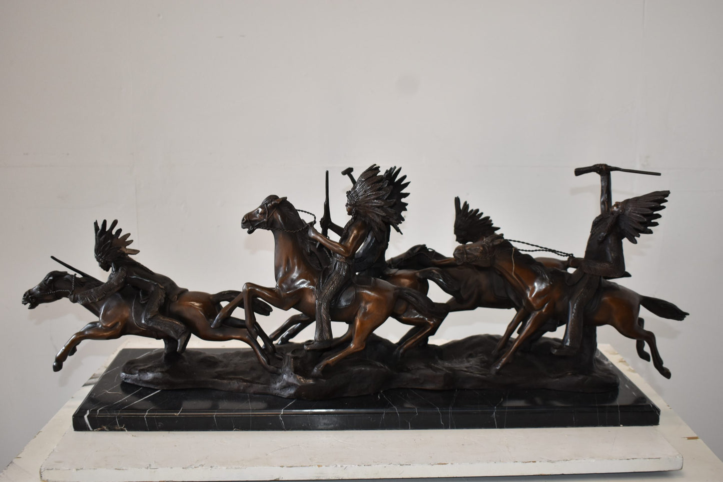 War Party Bronze Statue Replica of Carl Cauba Size: 41" x 12" x 13"H