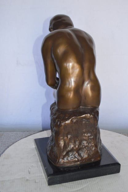 The Thinker by Rodin Bronze Statue Replica -  Size: 10"L x 11"W x 20"H.
