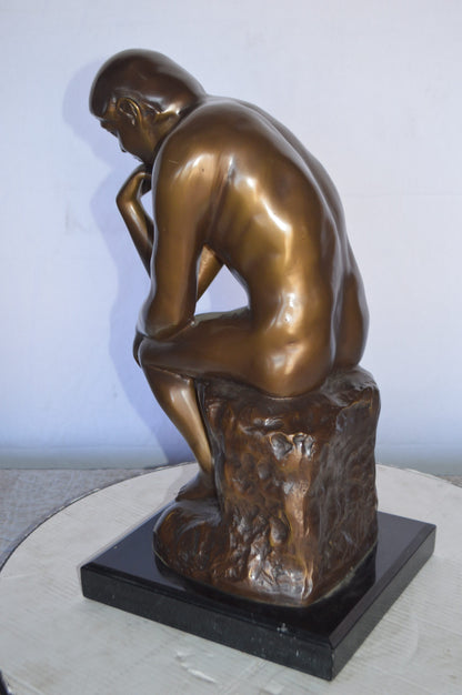 The Thinker by Rodin Bronze Statue Replica -  Size: 10"L x 11"W x 20"H.