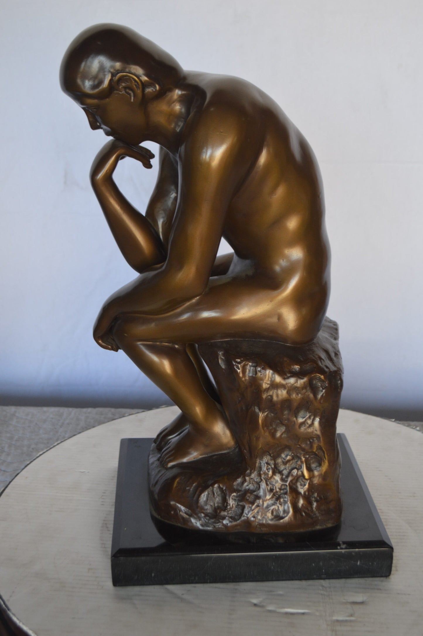 The Thinker by Rodin Bronze Statue Replica -  Size: 10"L x 11"W x 20"H.