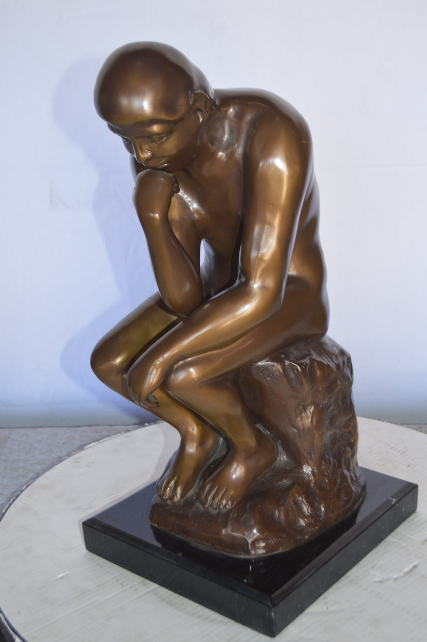 The Thinker by Rodin Bronze Statue Replica -  Size: 10"L x 11"W x 20"H.