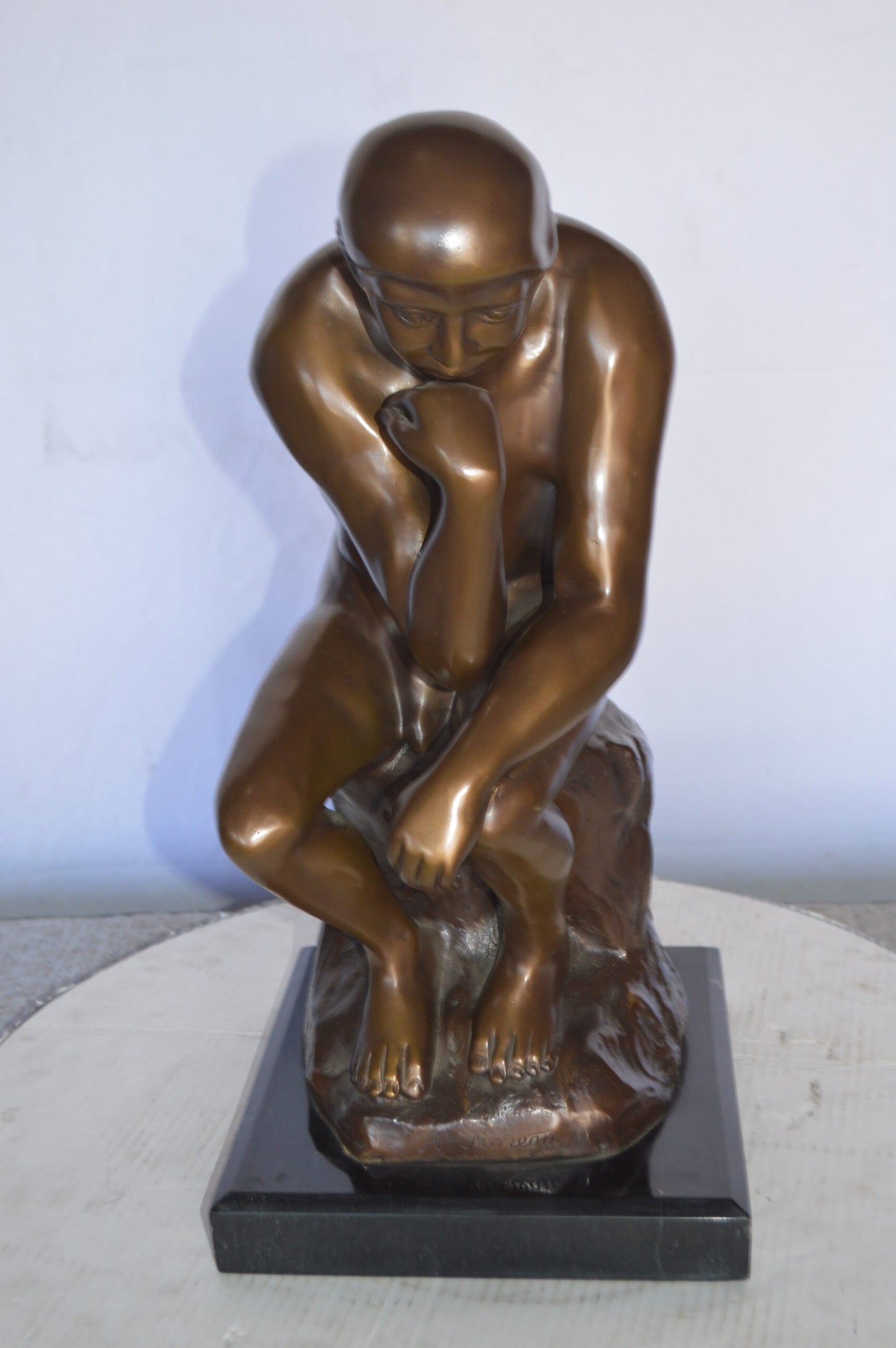 The Thinker by Rodin Bronze Statue Replica -  Size: 10"L x 11"W x 20"H.