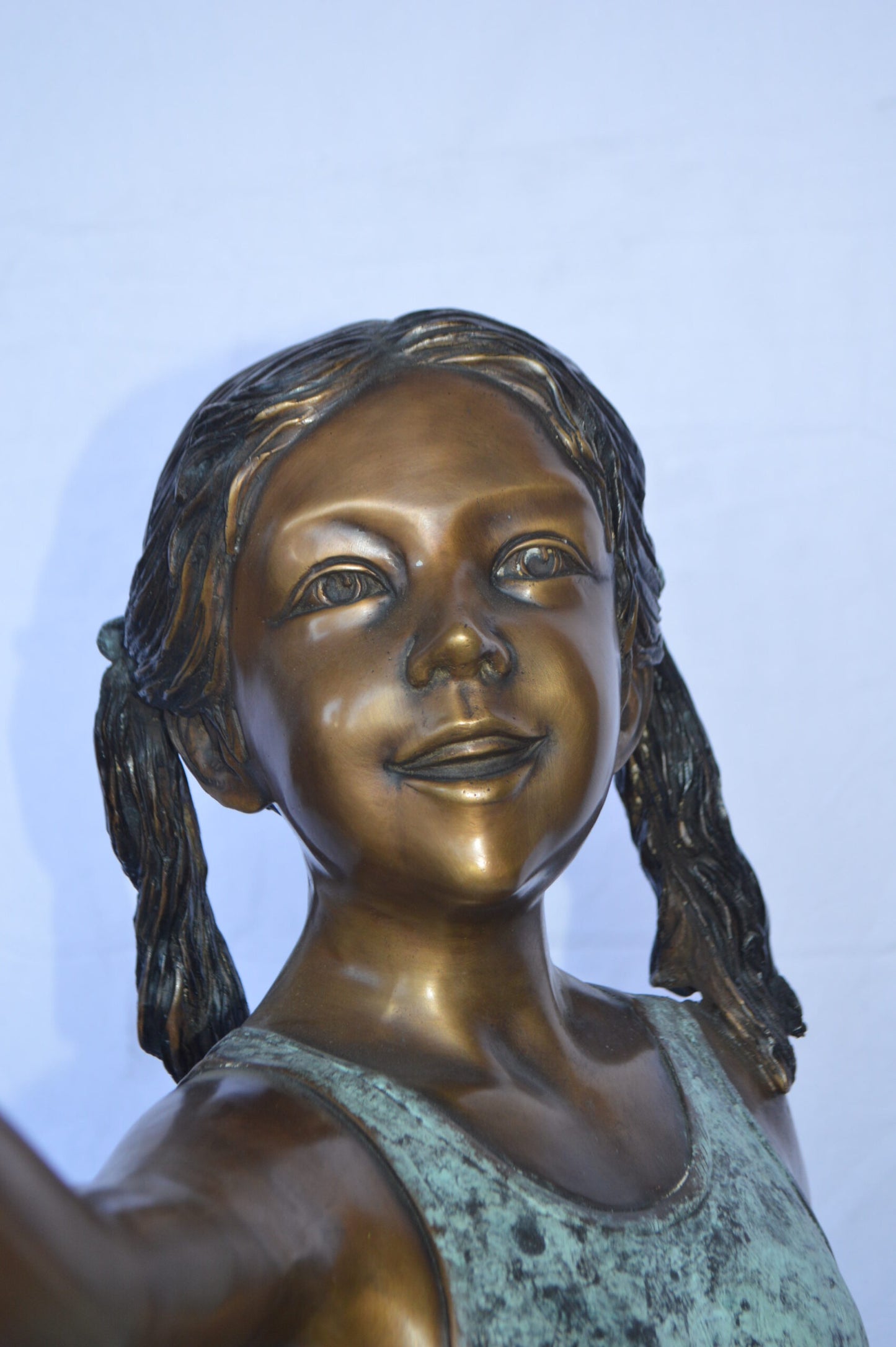 Sitting Girl Holding Shell Bronze Statue Fountain -  Size: 32"L x 22"W x 25"H.