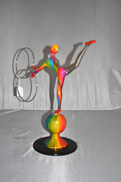 Liliana Mendez Bronze Clown on A Ball Juggling Rings Size: 21" x 8" x 18"H