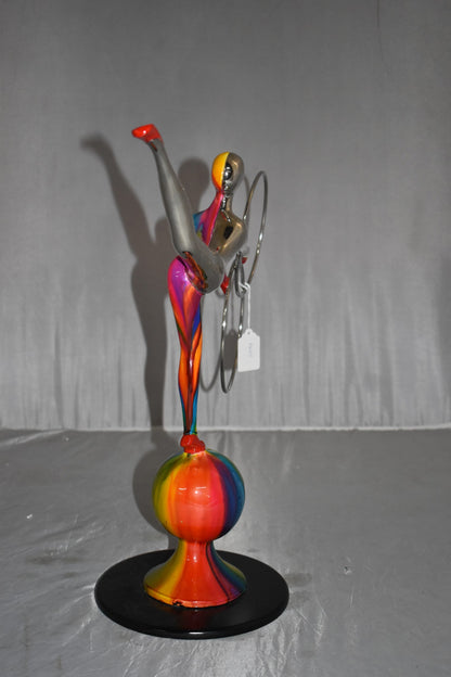 Liliana Mendez Bronze Clown on A Ball Juggling Rings Size: 21" x 8" x 18"H