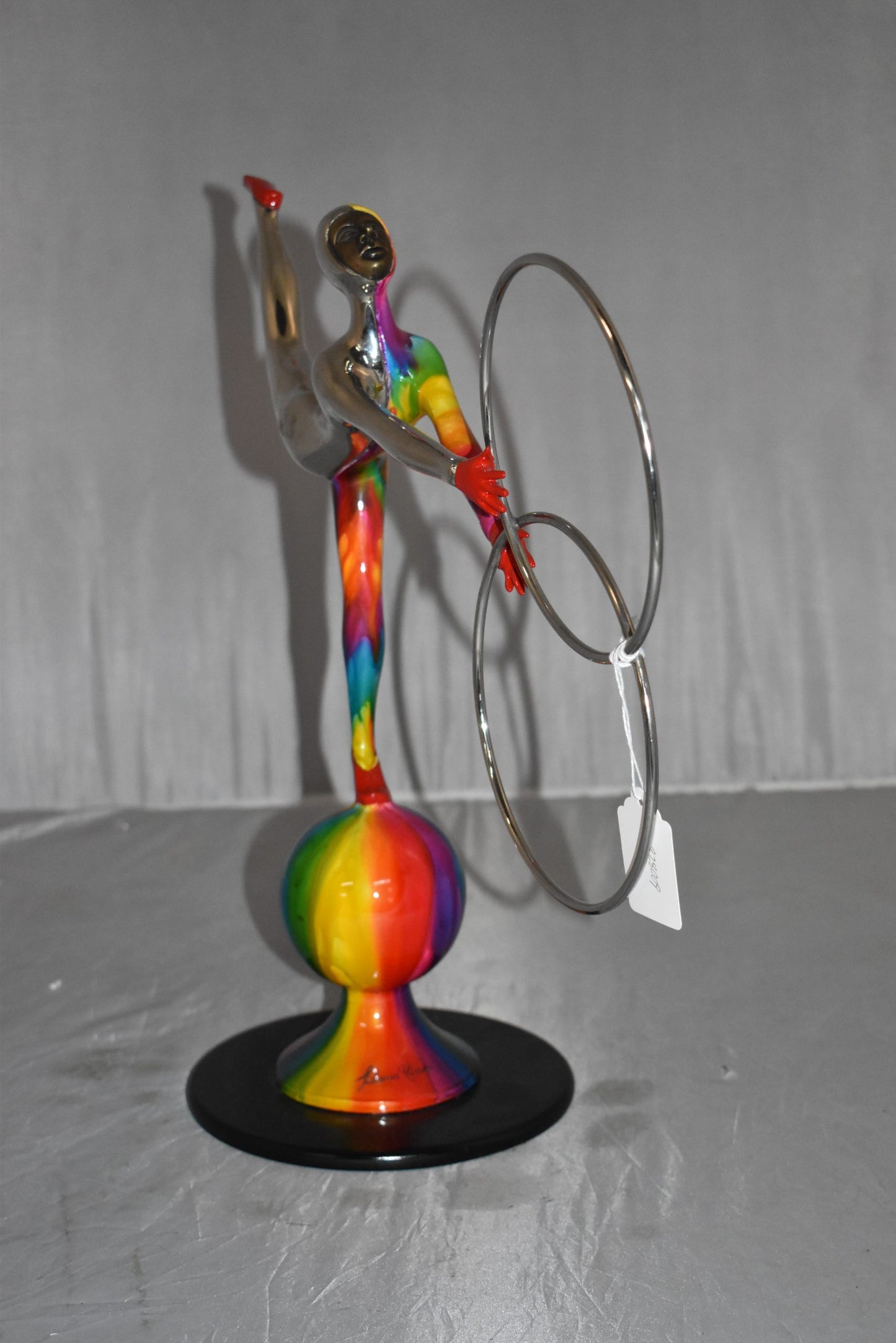 Liliana Mendez Bronze Clown on A Ball Juggling Rings Size: 21" x 8" x 18"H