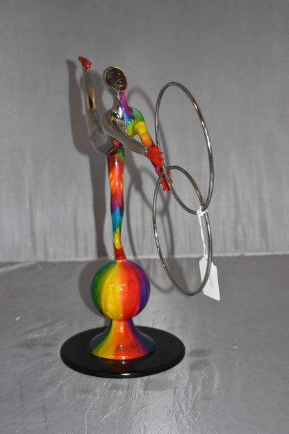 Liliana Mendez Bronze Clown on A Ball Juggling Rings Size: 21" x 8" x 18"H