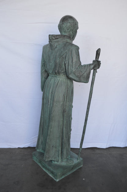 St. Serra Bronze Statue Green Patina -  Size: 22"L x 19"W x 62"H.