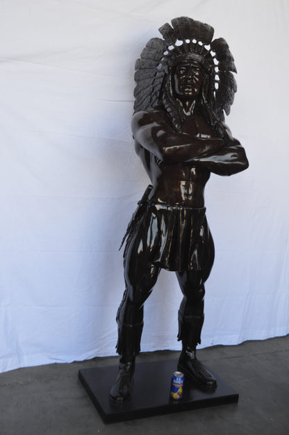 Indian Man Standing Bronze Statue Life Size -  Size: 30"L x 28"W x 79"H.