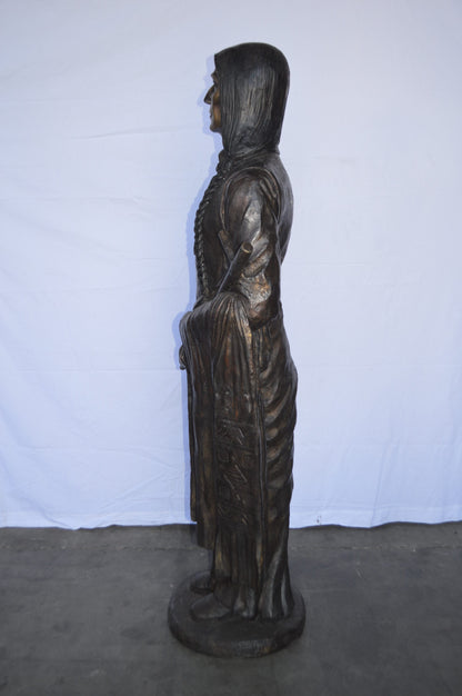 Indian Holding a Pipe Bronze Statue Life Size -  Size: 26"L x 14"W x 68"H.