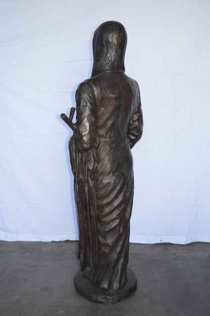 Indian Holding a Pipe Bronze Statue Life Size -  Size: 26"L x 14"W x 68"H.