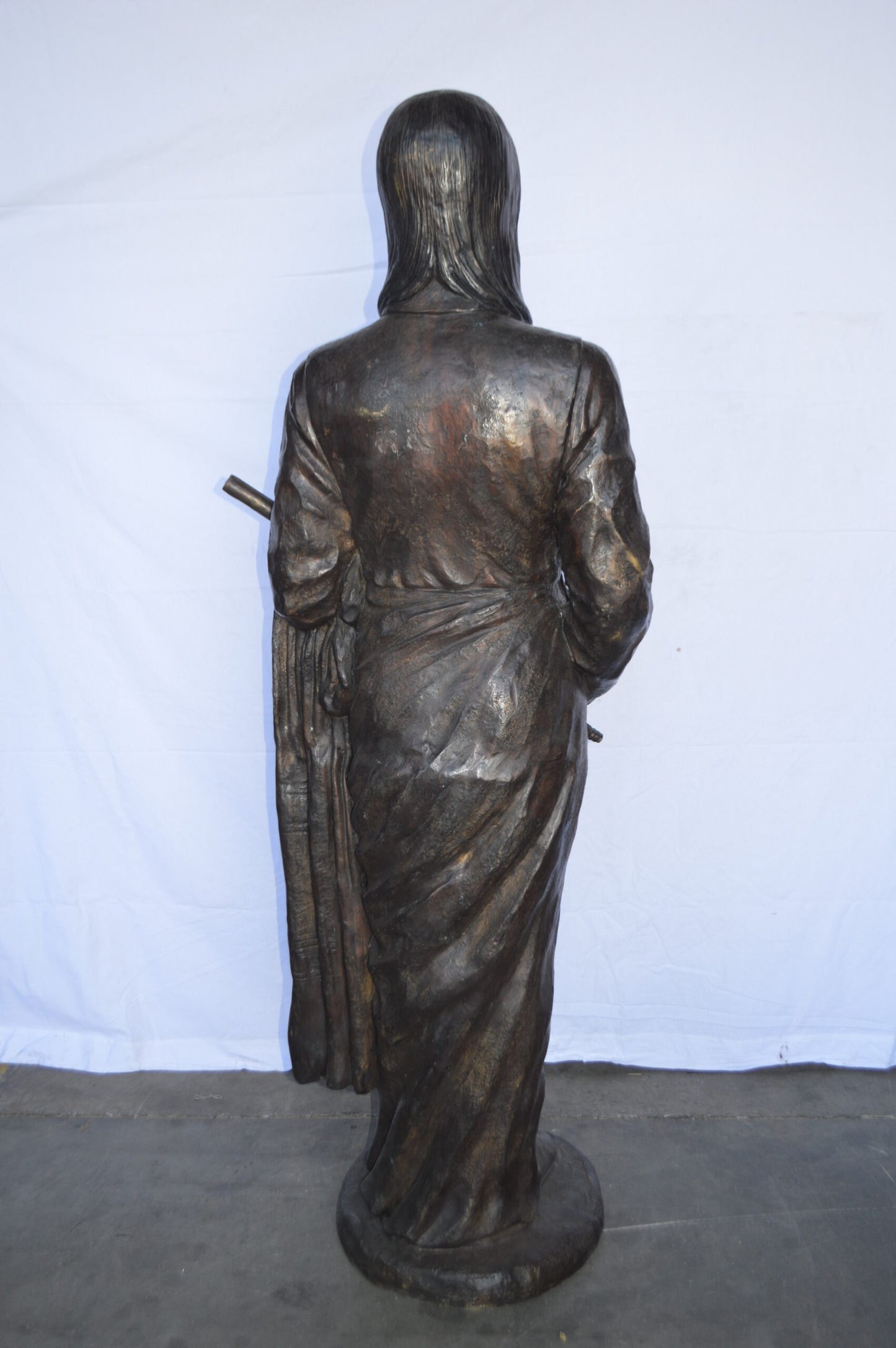Indian Holding a Pipe Bronze Statue Life Size -  Size: 26"L x 14"W x 68"H.