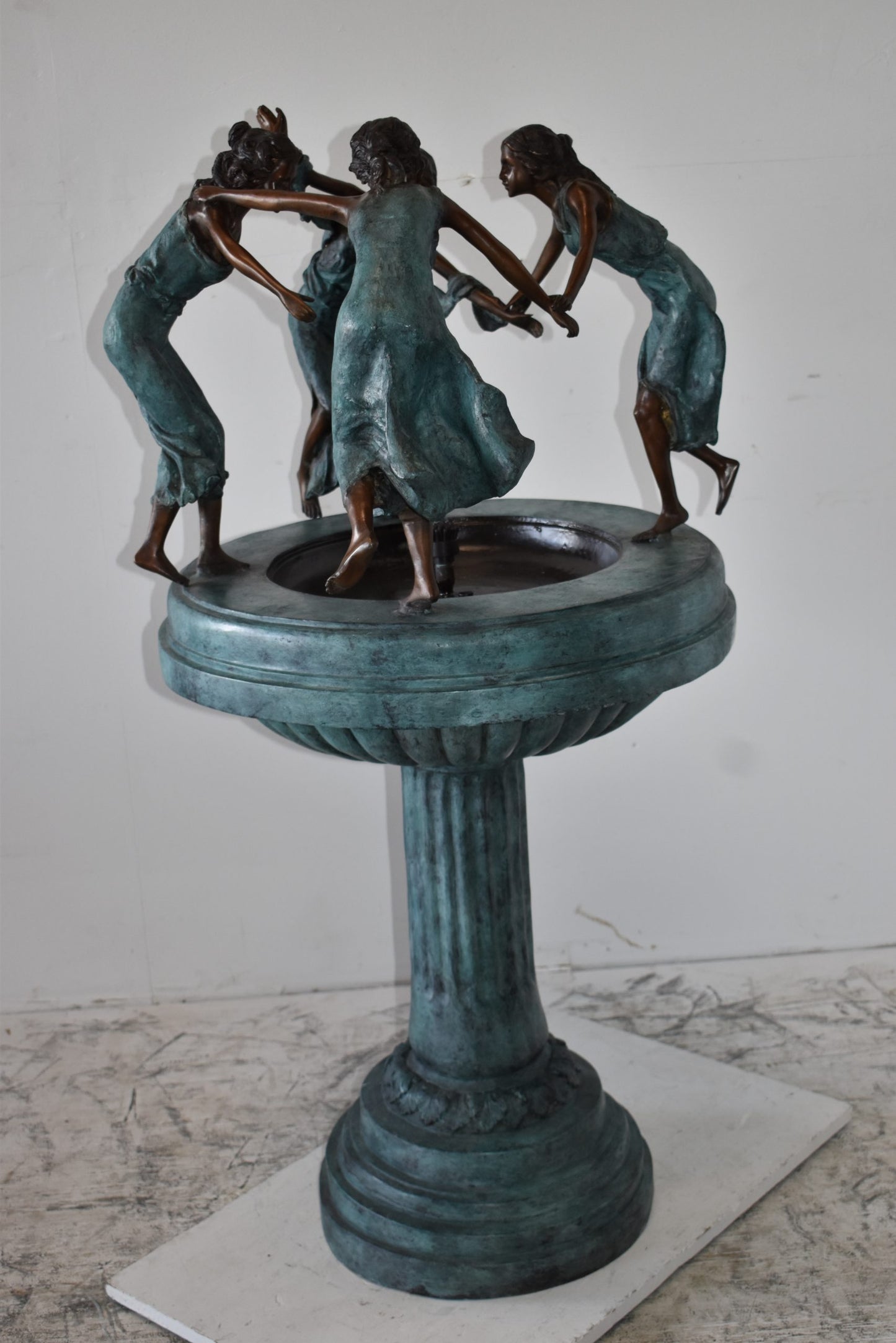 Four Ladies Dancing on A Tray Bronze Fountain Size: 27" x 27" x 52"H
