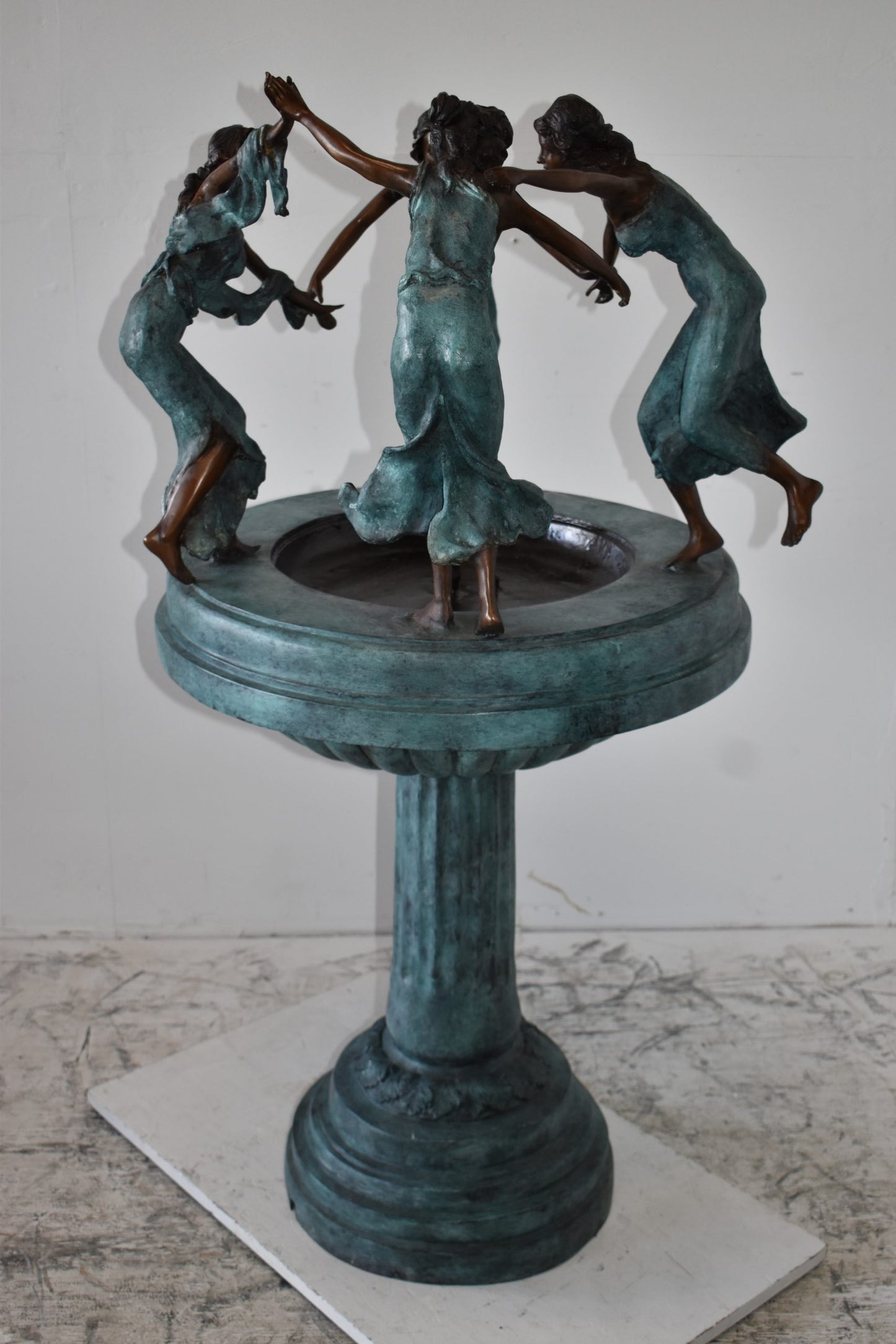Four Ladies Dancing on A Tray Bronze Fountain Size: 27" x 27" x 52"H