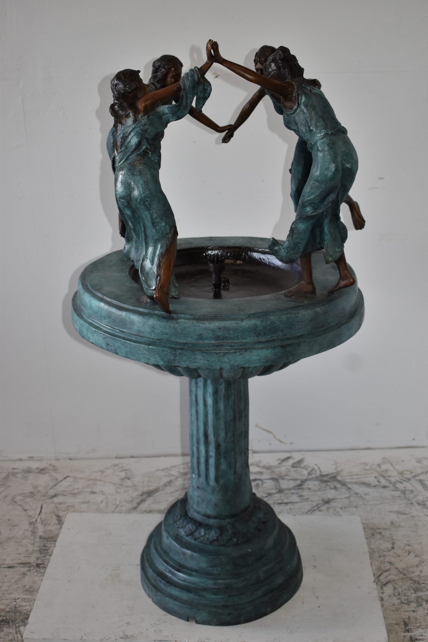 Four Ladies Dancing on A Tray Bronze Fountain Size: 27" x 27" x 52"H