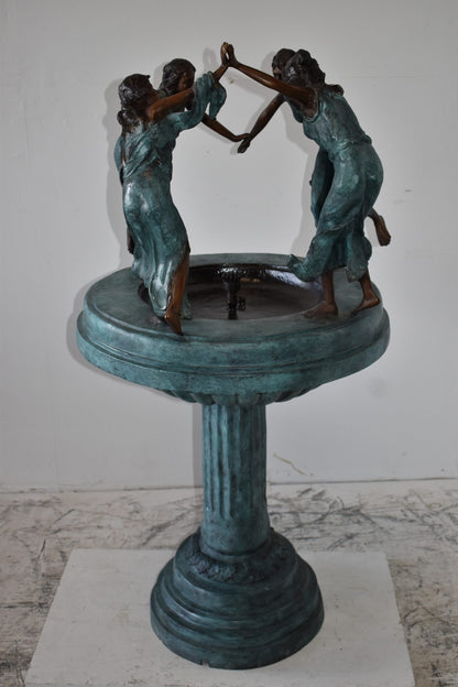 Four Ladies Dancing on A Tray Bronze Fountain Size: 27" x 27" x 52"H
