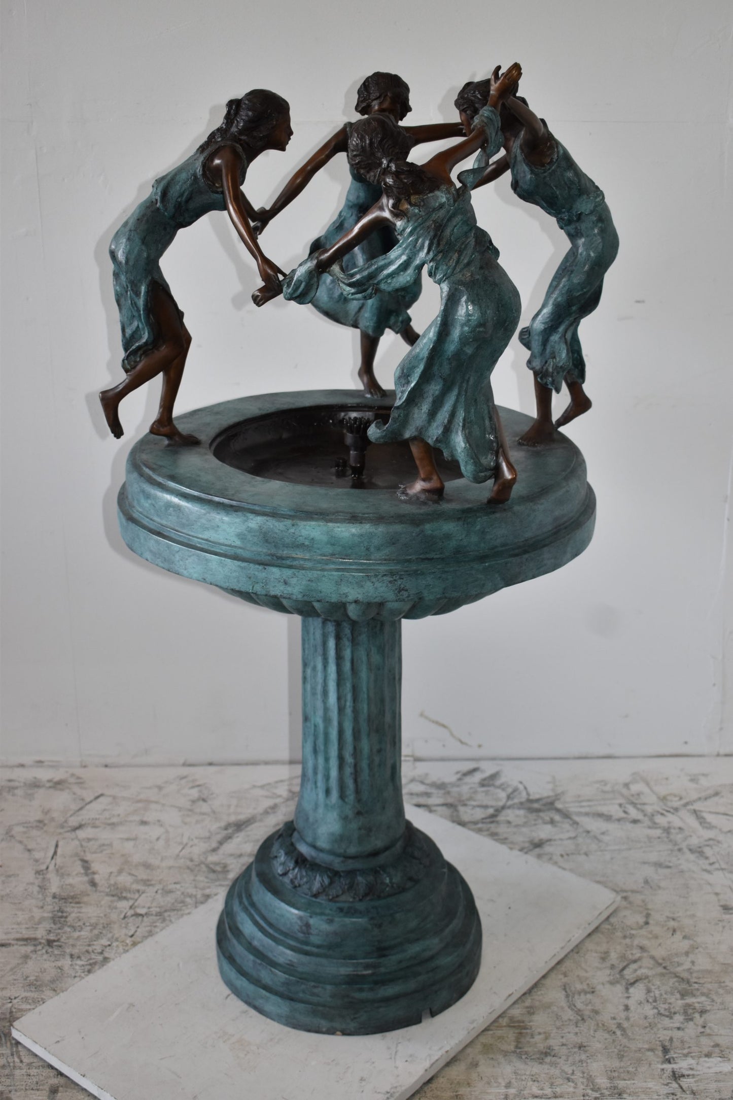 Four Ladies Dancing on A Tray Bronze Fountain Size: 27" x 27" x 52"H