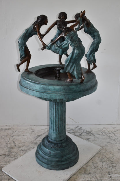 Four Ladies Dancing on A Tray Bronze Fountain Size: 27" x 27" x 52"H