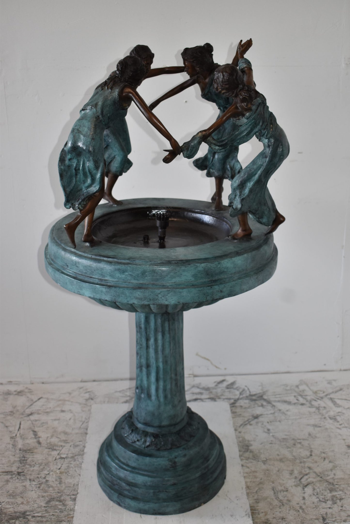Four Ladies Dancing on A Tray Bronze Fountain Size: 27" x 27" x 52"H