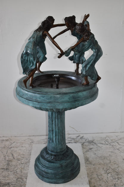 Four Ladies Dancing on A Tray Bronze Fountain Size: 27" x 27" x 52"H