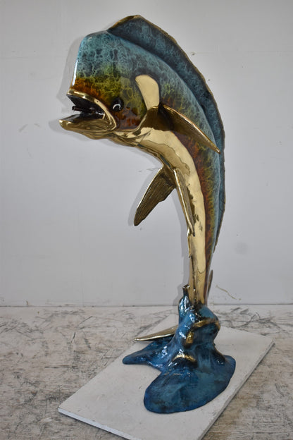 Mahi Mahi Dorado Fish Large Bronze Statue Fountain Size: 40" x 22" x 52"H