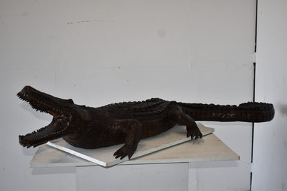 Large Crocodile Looking for His Prey Bronze Fountain Size: 78" x 24" x 14"H
