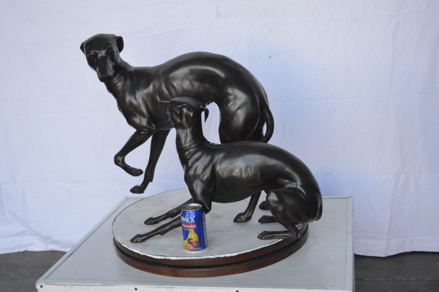 A pair of  Whippet Dogs Bronze Statue -  Size: 32"L x 17"W x 23"H.