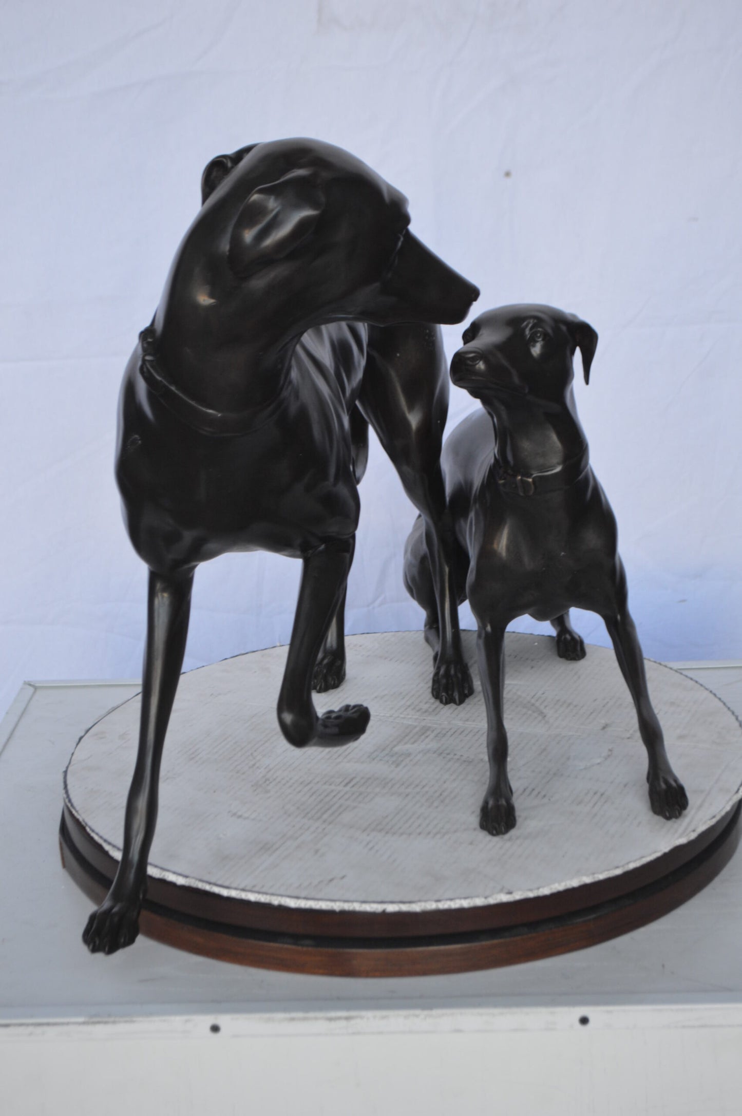 A pair of  Whippet Dogs Bronze Statue -  Size: 32"L x 17"W x 23"H.