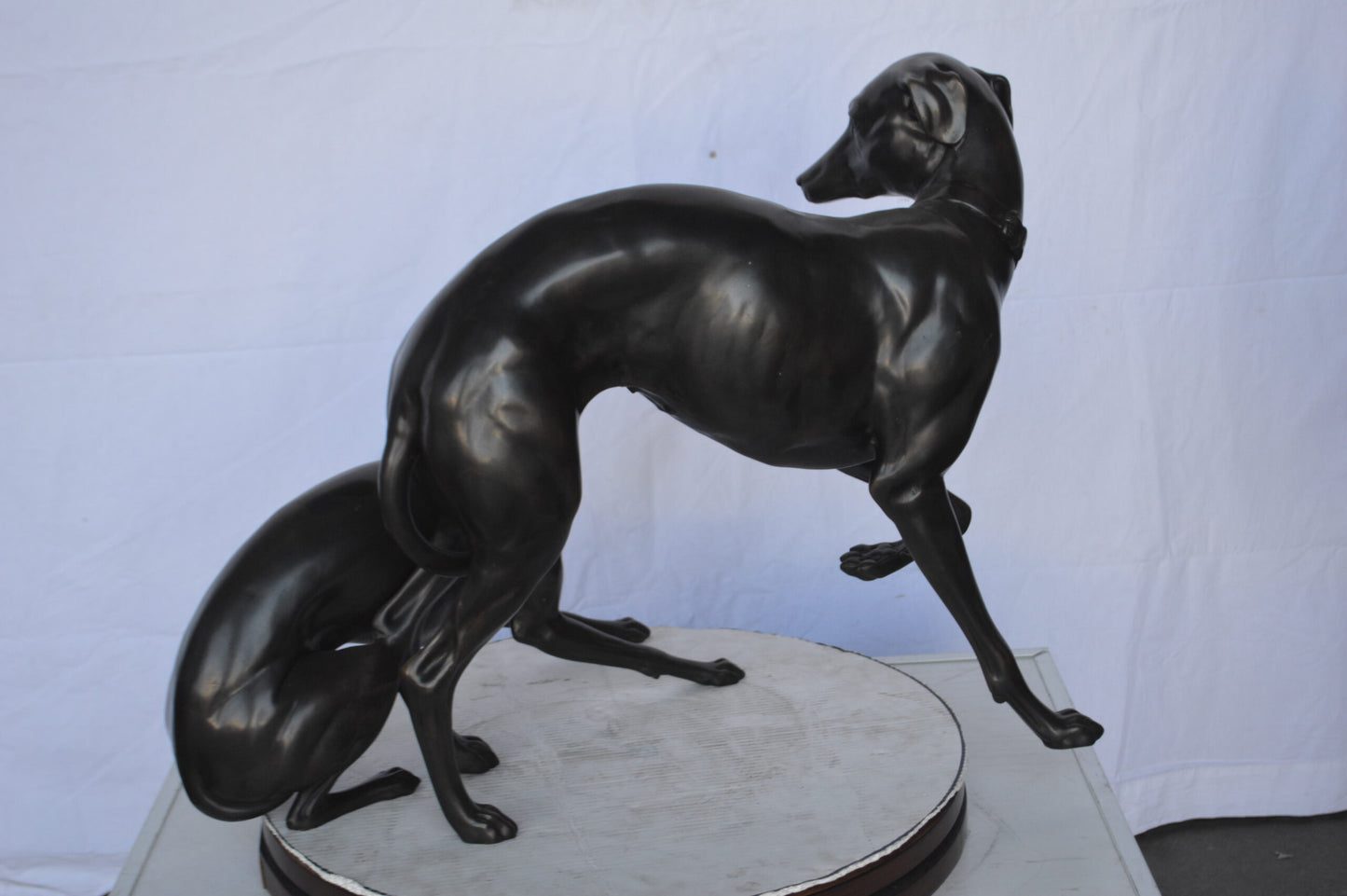 A pair of  Whippet Dogs Bronze Statue -  Size: 32"L x 17"W x 23"H.