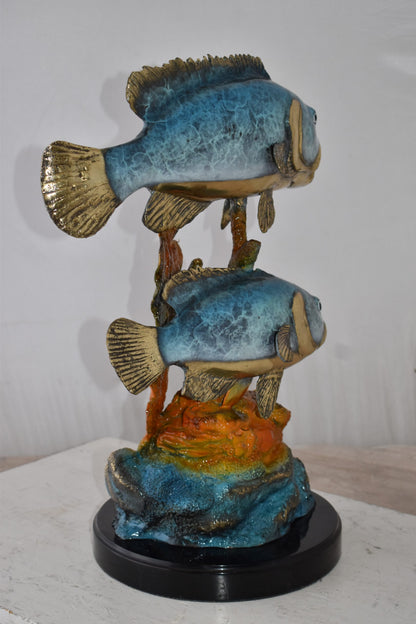 Two Fish Swimming in The Ocean Bronze Statue Size: 18" x 14" x 24"H