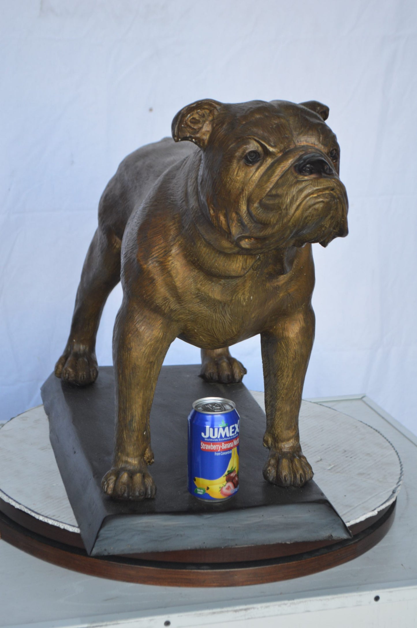 Bulldog Bronze Statue Mounted on a Base -  Size: 32"L x 10"W x 21"H.