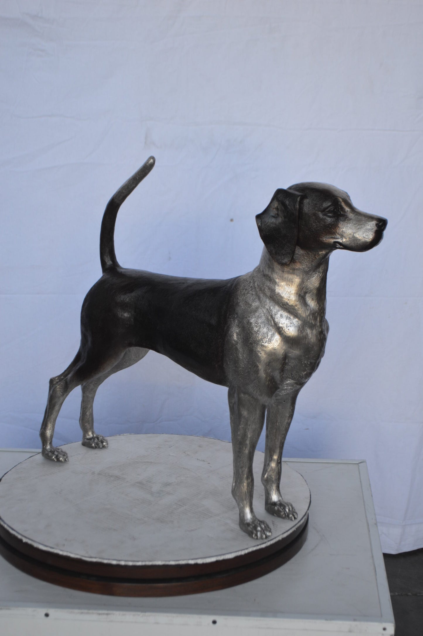 Foxhound Dog Bronze Statue -  Size: 31"L x 7"W x 24"H.