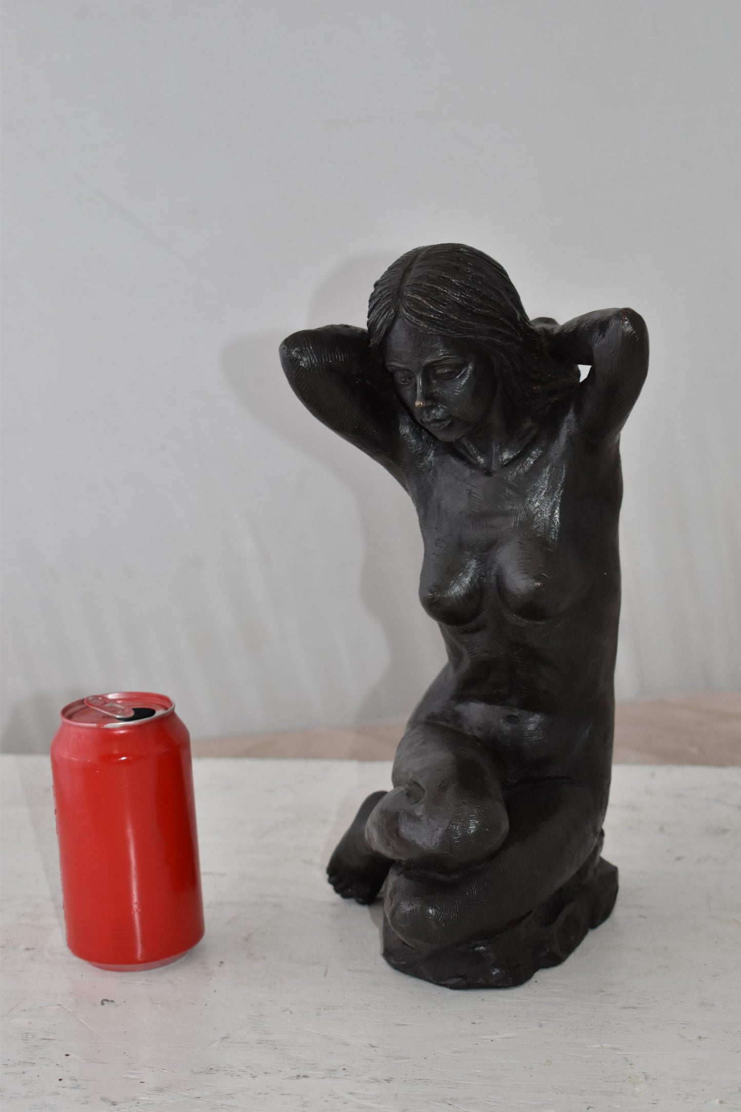 Lady Sitting Art Nude Posing Naked for Artist - Bronze Statue 7" x 8" x 13"H