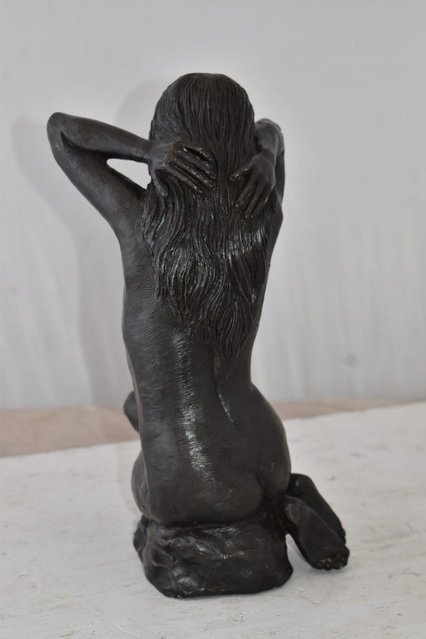 Lady Sitting Art Nude Posing Naked for Artist - Bronze Statue 7" x 8" x 13"H