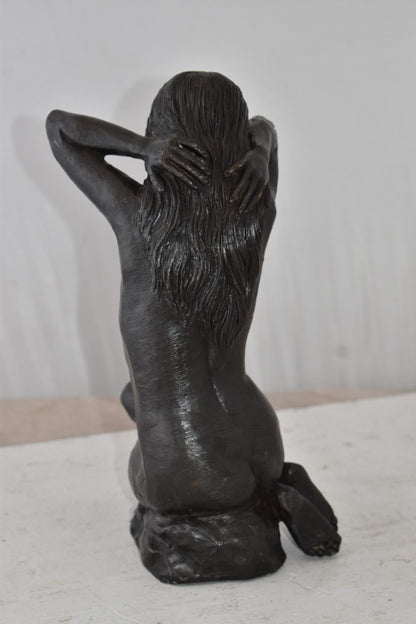 Lady Sitting Art Nude Posing Naked for Artist - Bronze Statue 7" x 8" x 13"H