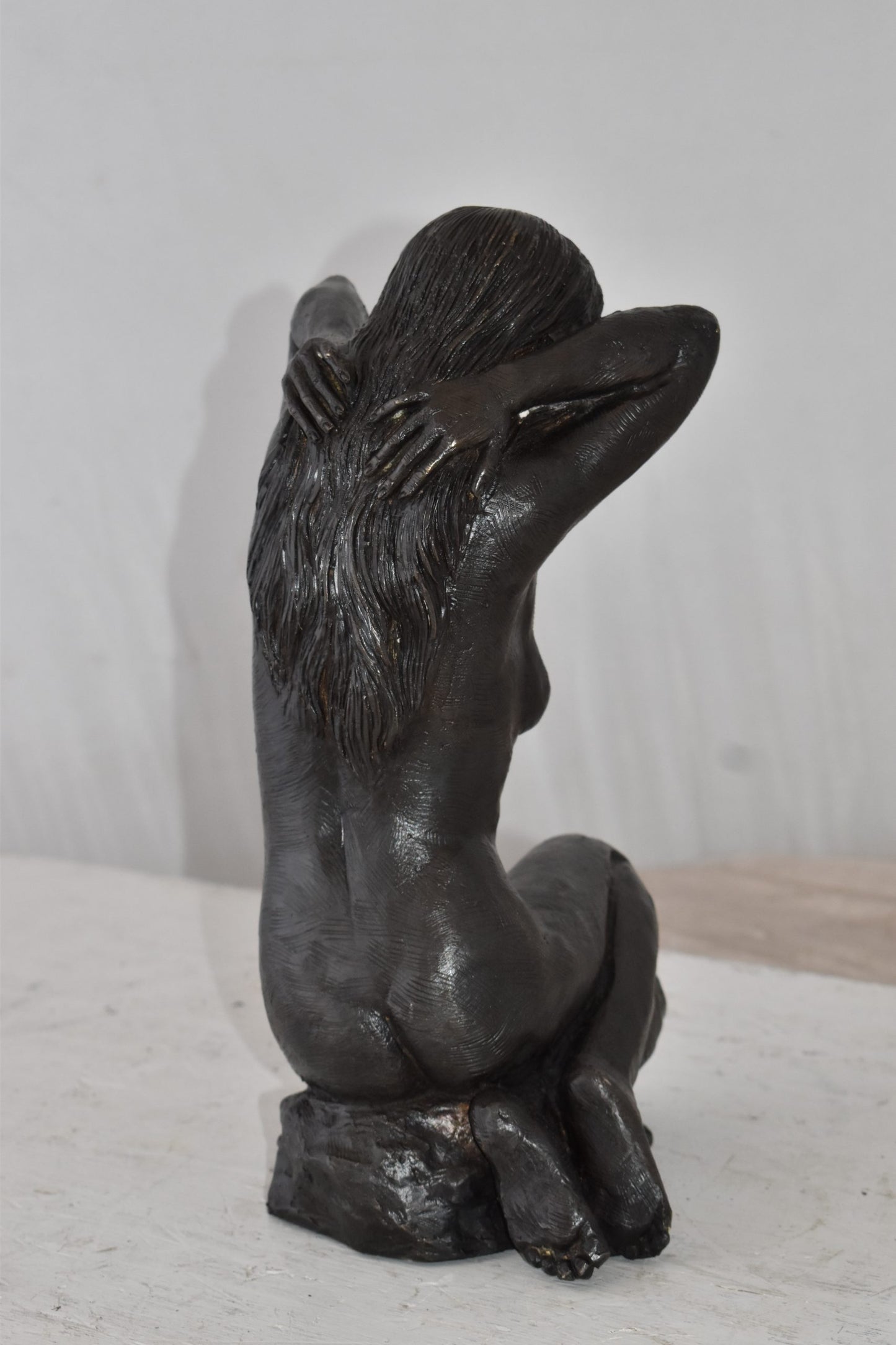 Lady Sitting Art Nude Posing Naked for Artist - Bronze Statue 7" x 8" x 13"H
