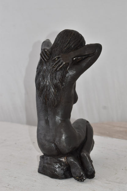 Lady Sitting Art Nude Posing Naked for Artist - Bronze Statue 7" x 8" x 13"H