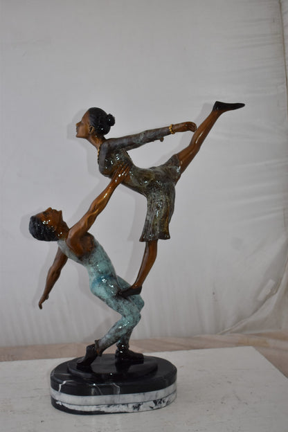 Ballerina Man and Woman Dancing in Action Bronze Statue Size: 23" x 13" x 25"H