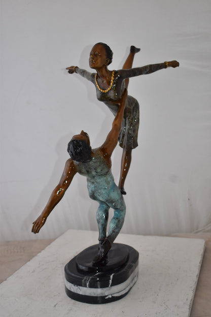 Ballerina Man and Woman Dancing in Action Bronze Statue Size: 23" x 13" x 25"H