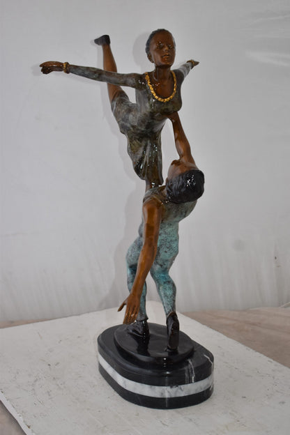 Ballerina Man and Woman Dancing in Action Bronze Statue Size: 23" x 13" x 25"H