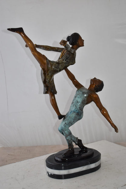Ballerina Man and Woman Dancing in Action Bronze Statue Size: 23" x 13" x 25"H