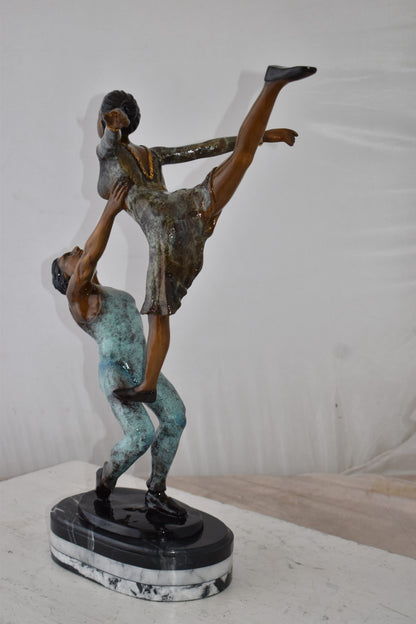 Ballerina Man and Woman Dancing in Action Bronze Statue Size: 23" x 13" x 25"H