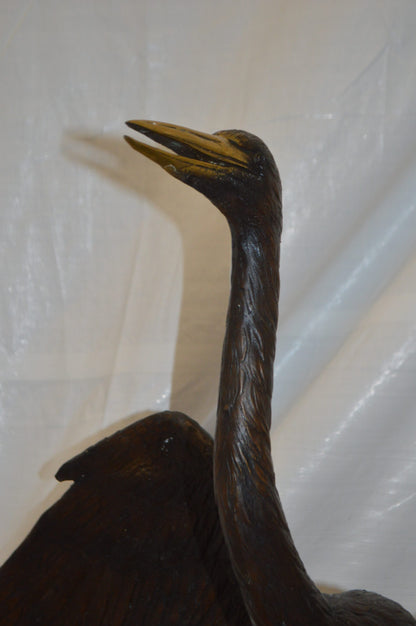 Heron Spread Wings bronze statue -  Size: 48"L x 24"W x 63"H.