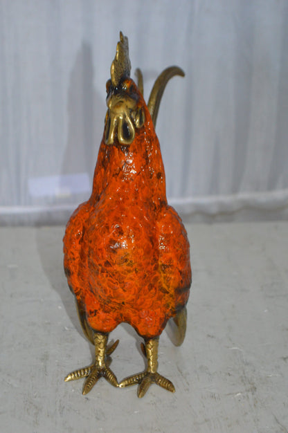 Rooster Cockerel bronze statue -  Size: 9"L x 4"W x 11"H.