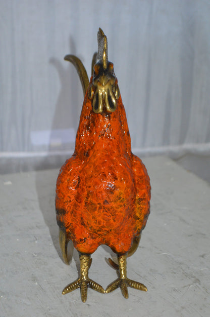 Rooster Cockerel bronze statue -  Size: 9"L x 4"W x 11"H.